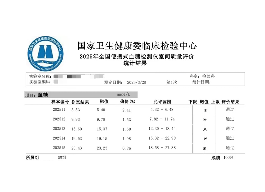  满分！华广瑞特血糖监测产品通过国家级室间质评